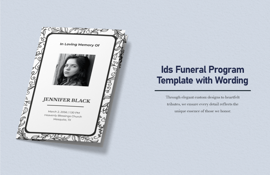 Ids Funeral Program Template with Wording