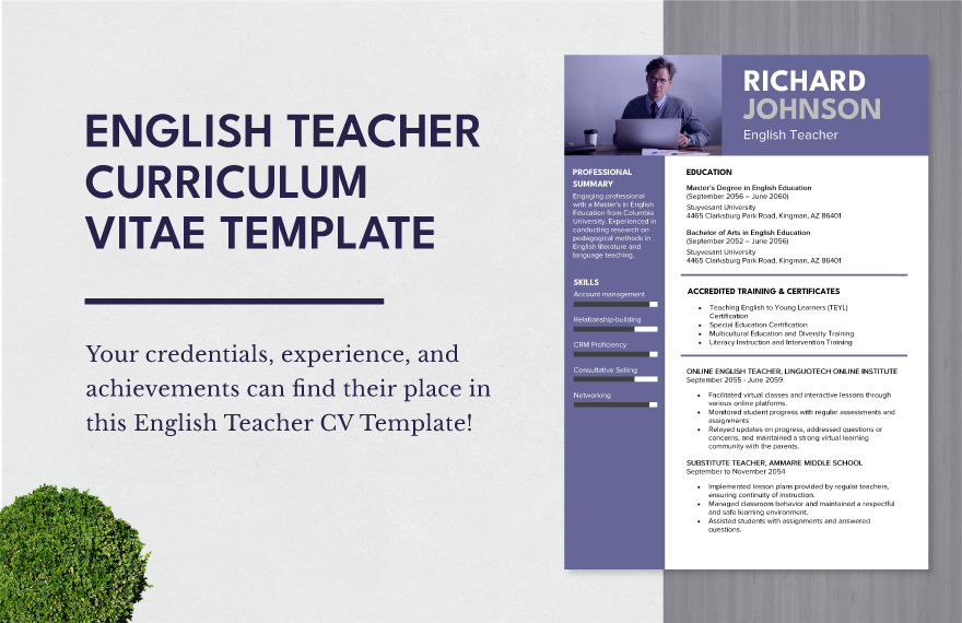 English Teacher Curriculum Vitae Template
