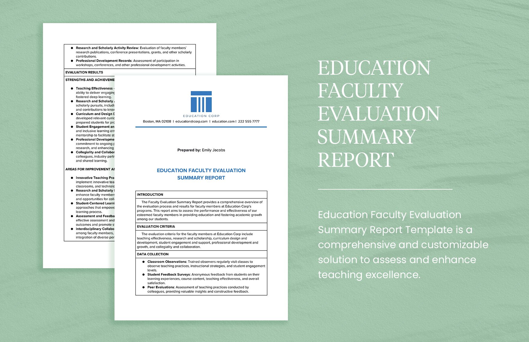 Education Faculty Evaluation Summary Report