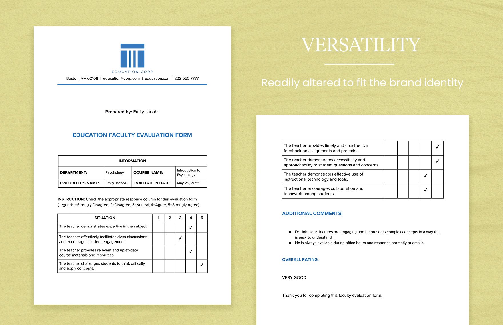 Education Faculty Evaluation Form