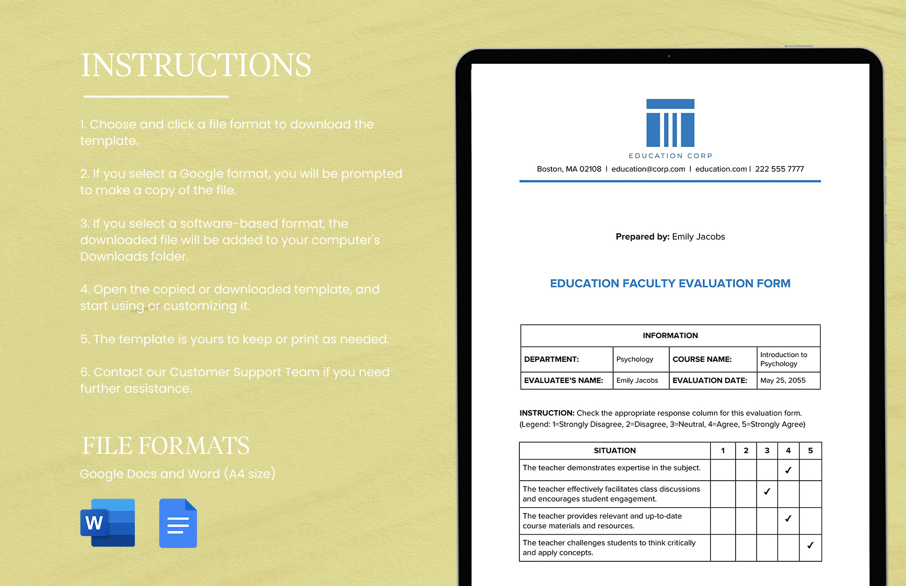 Education Faculty Evaluation Form