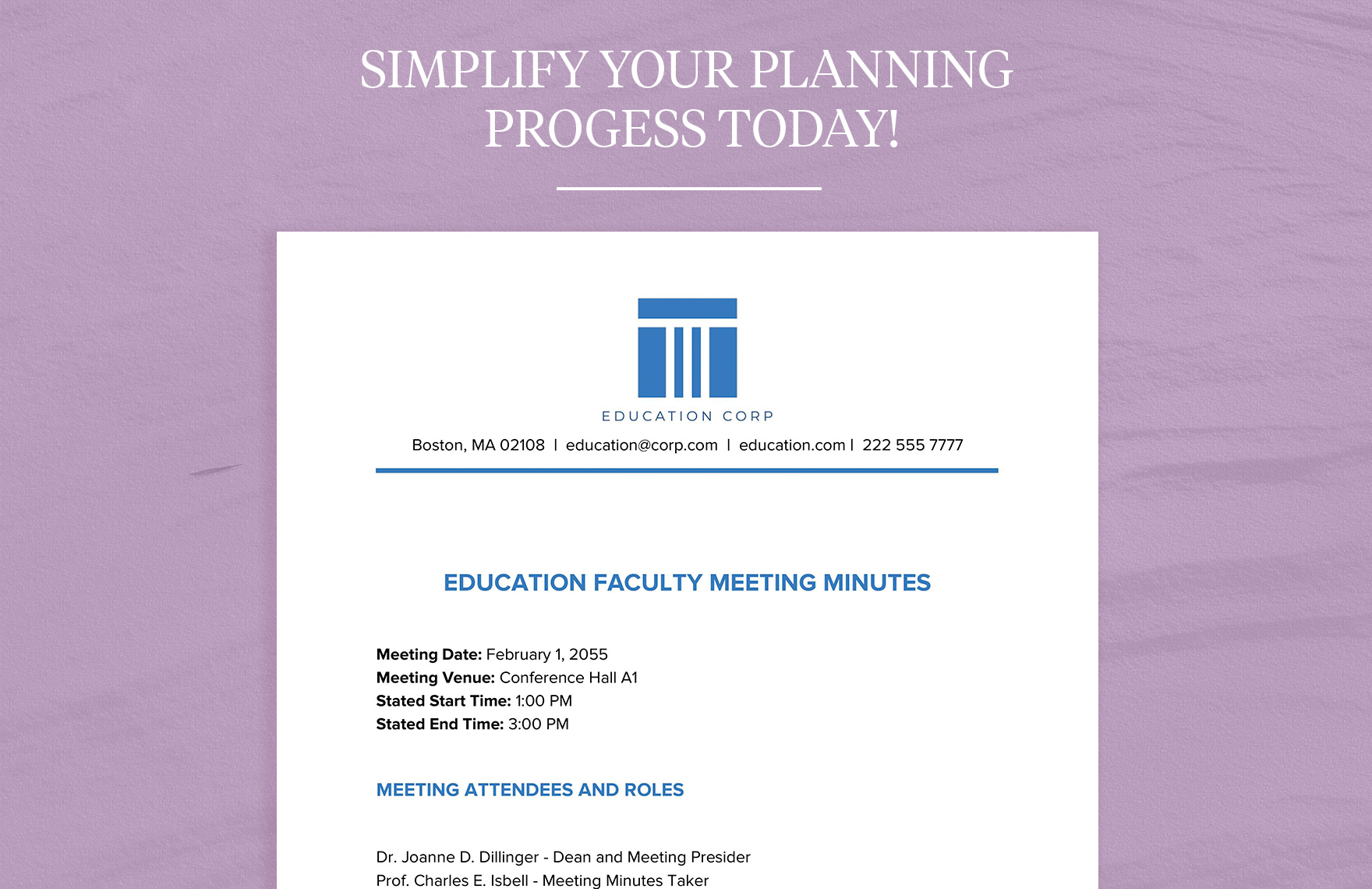 Education Faculty Meeting Minutes