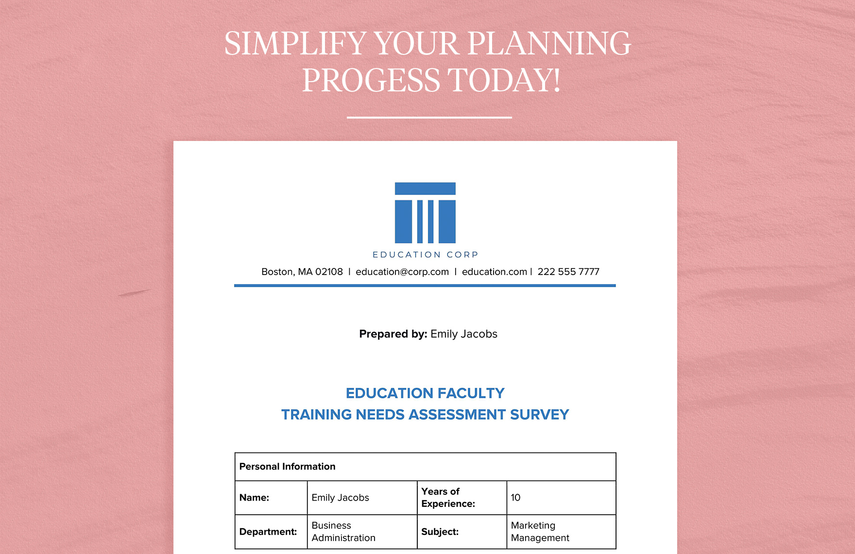 Education Faculty Training Needs Assessment Survey