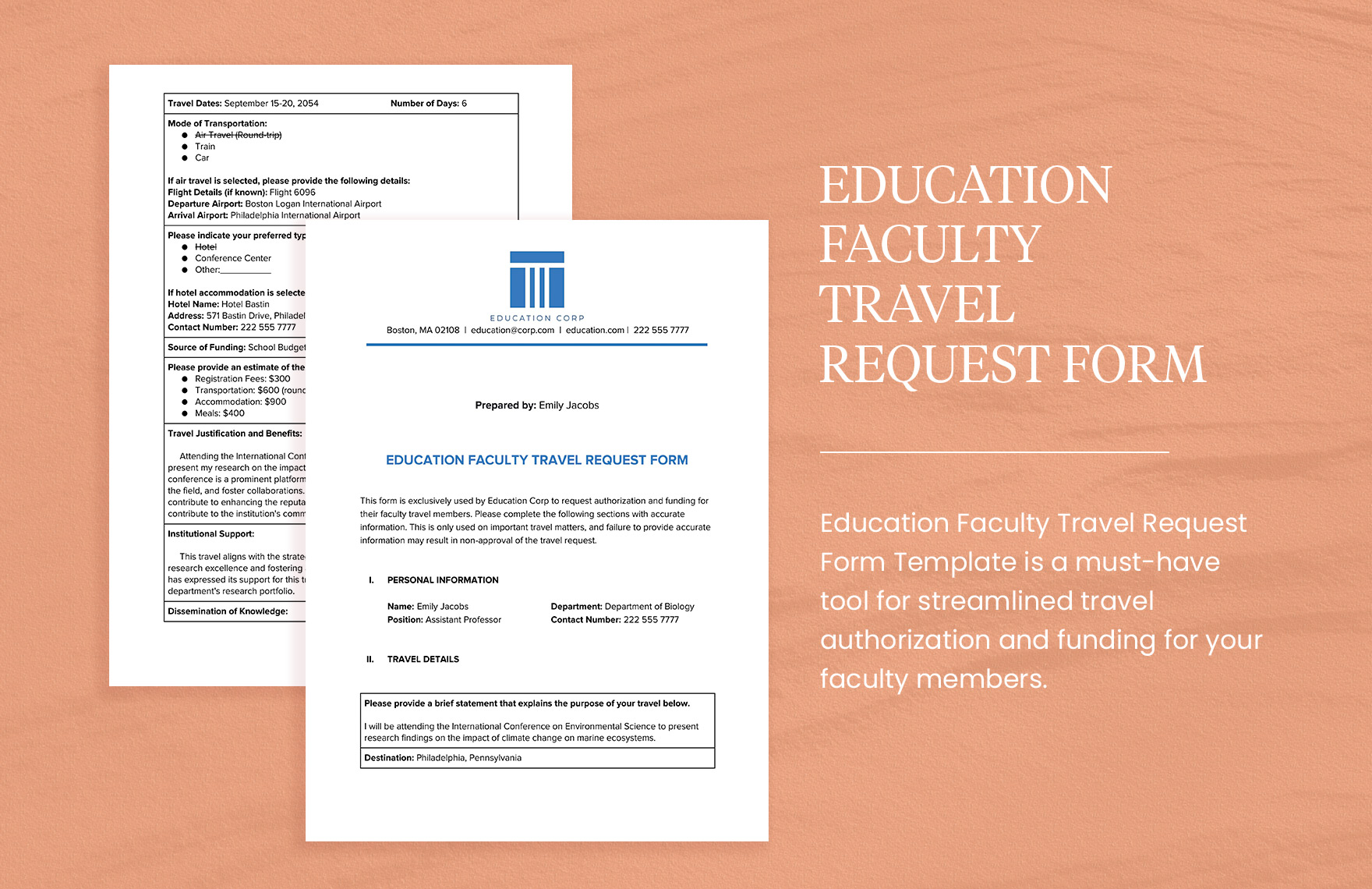 Education Faculty Travel Request Form In Word Google Docs Download 