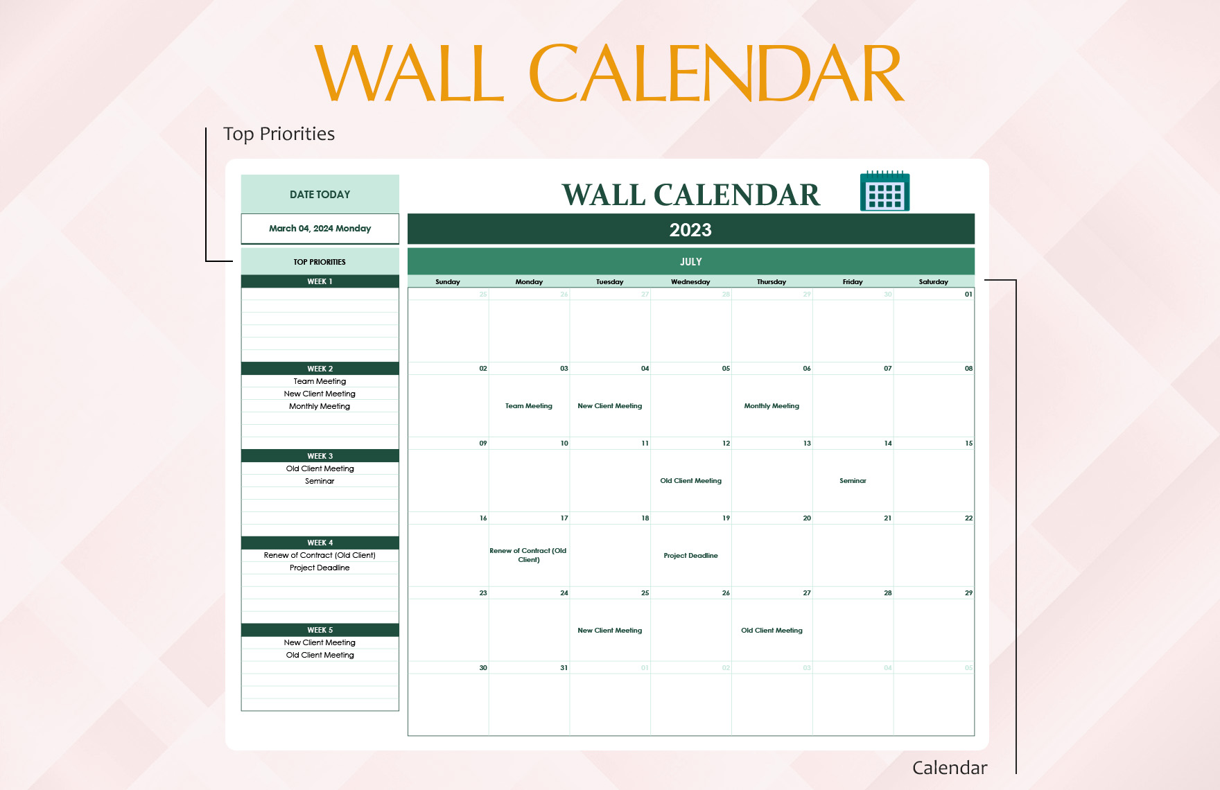 Wall Calendar Template