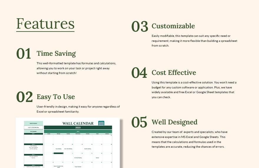 Wall Calendar Template - Download in Excel, Google Sheets | Template.net