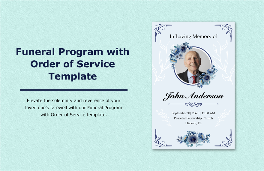 Funeral Program with Order of Service Template in Word, Illustrator, PSD