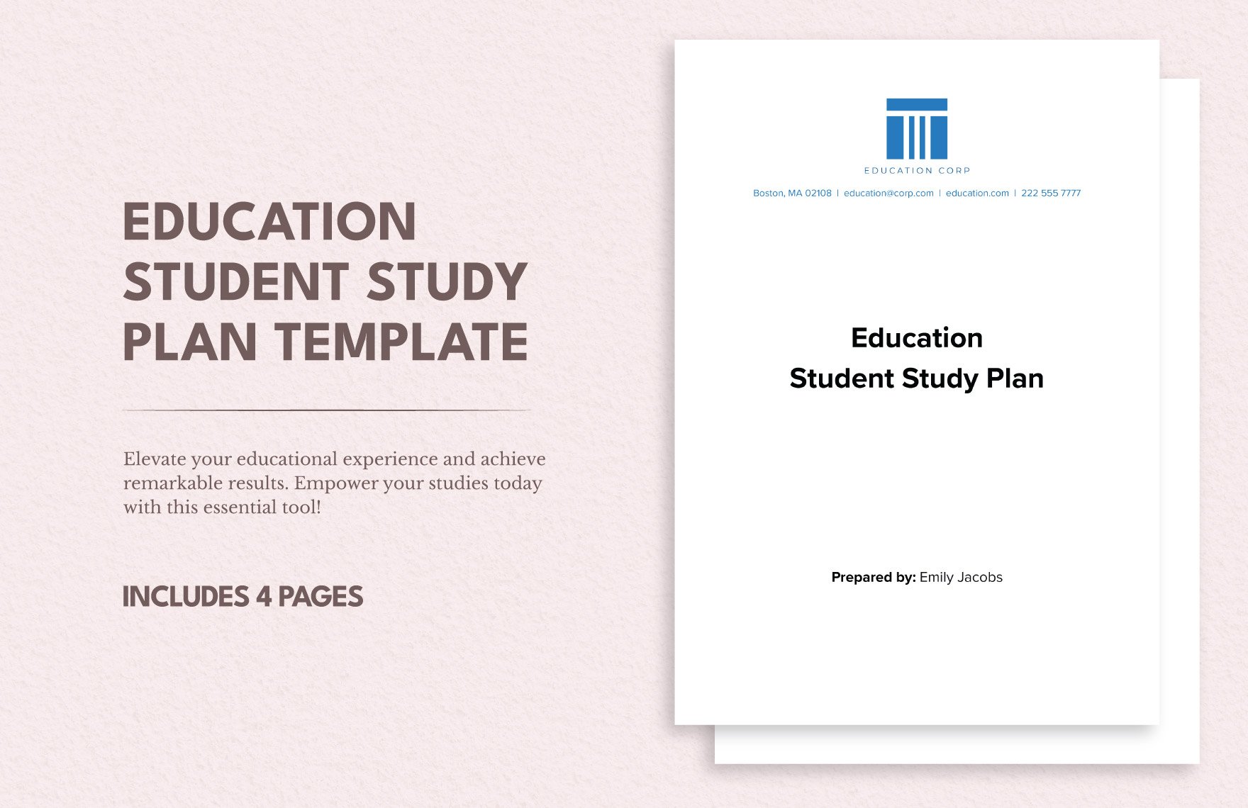 Education Student Study Plan Template in Word, Google Docs, PDF