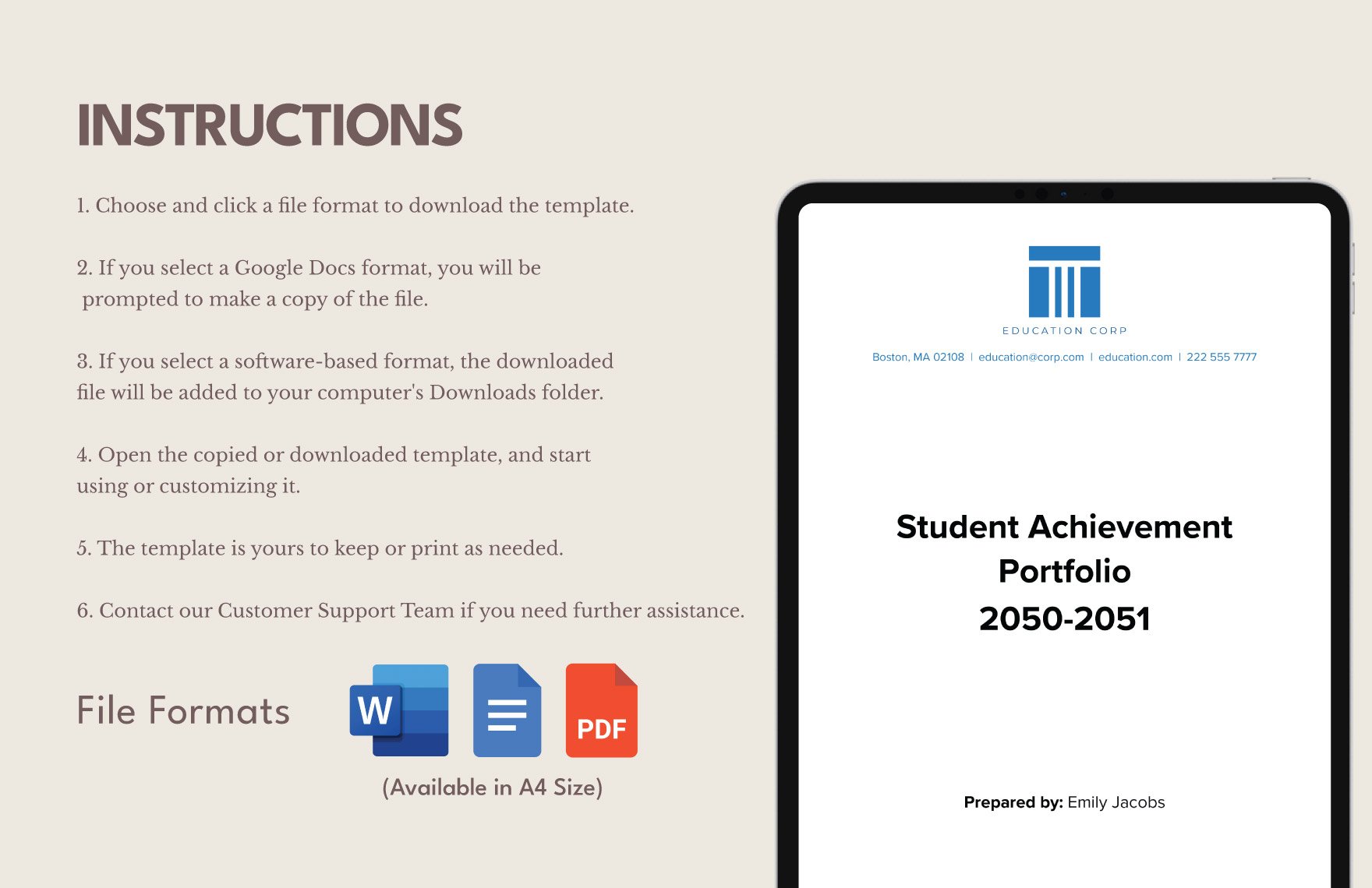Education Student Achievement Portfolio Template