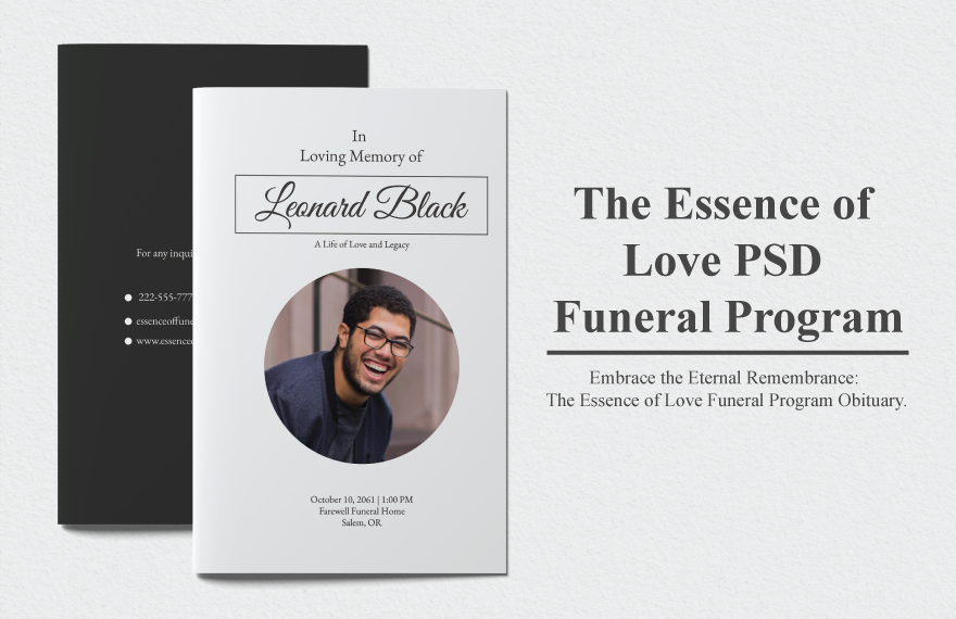 The Essence of Love PSD Funeral Program