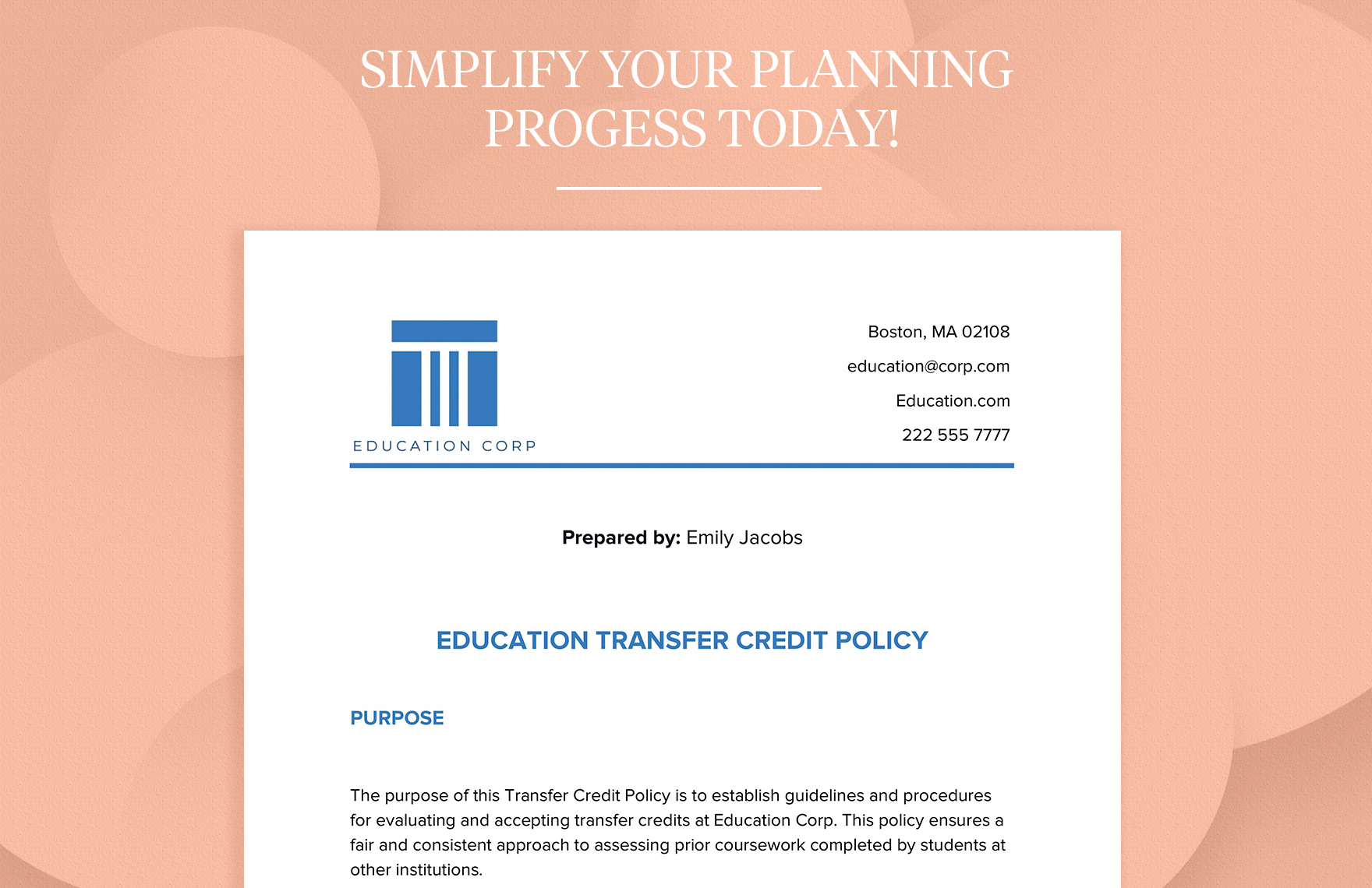 Education Transfer Credit Policy