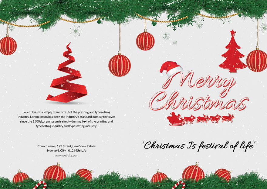 Merry Christmas Bi-Fold Brochure Template