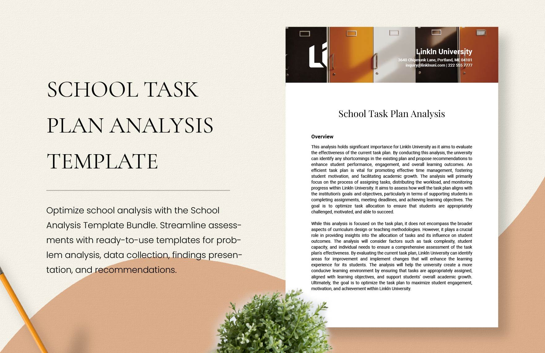 Free School Task Plan Analysis Template