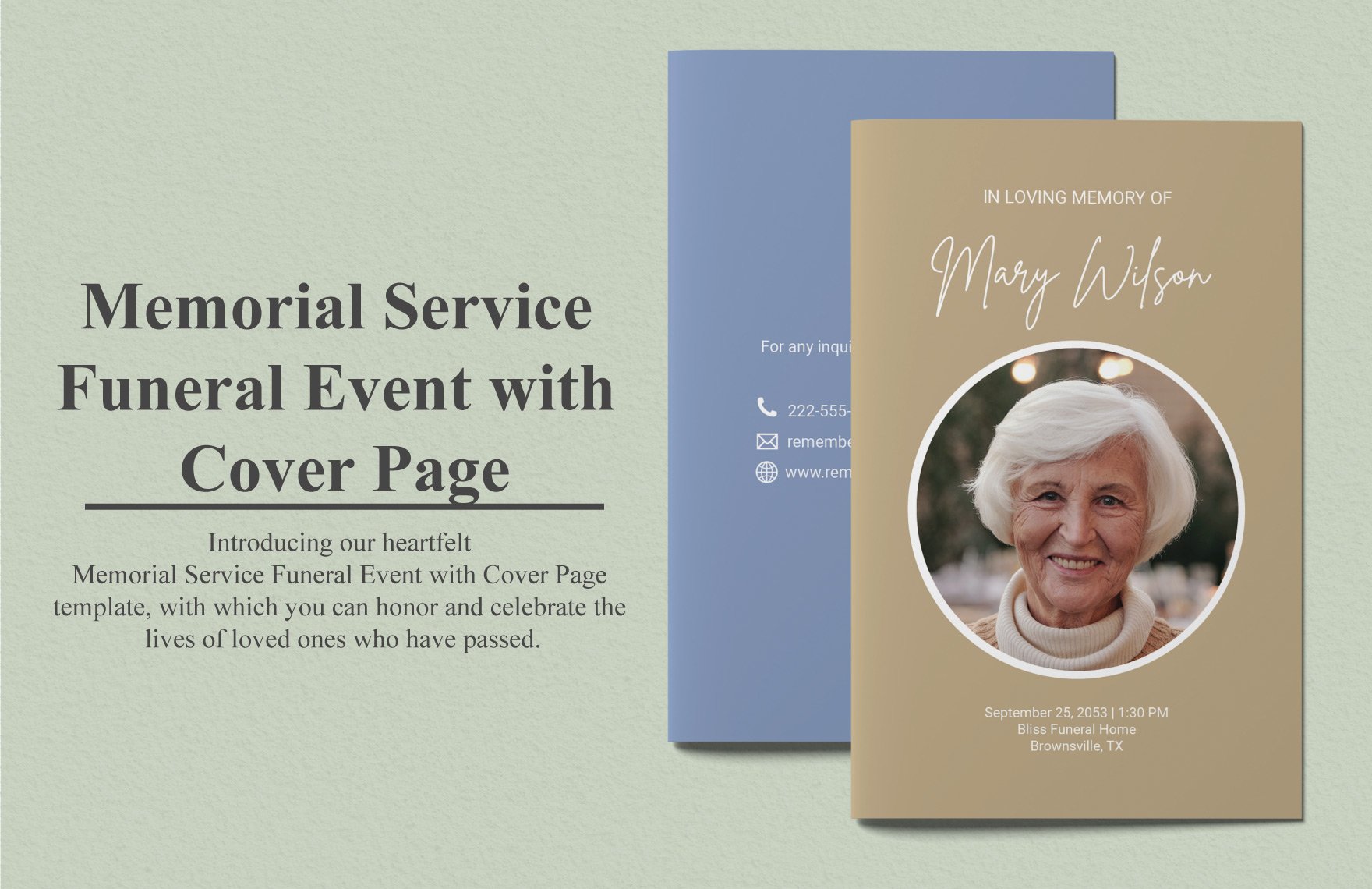 Memorial Service Funeral Event with Cover Page