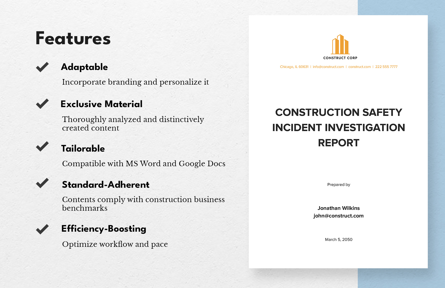 Construction Safety Incident Investigation Report Template