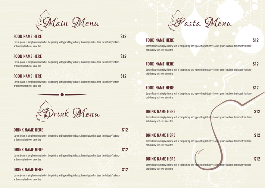 Christmas Restaurant Bifold Brochure Template download