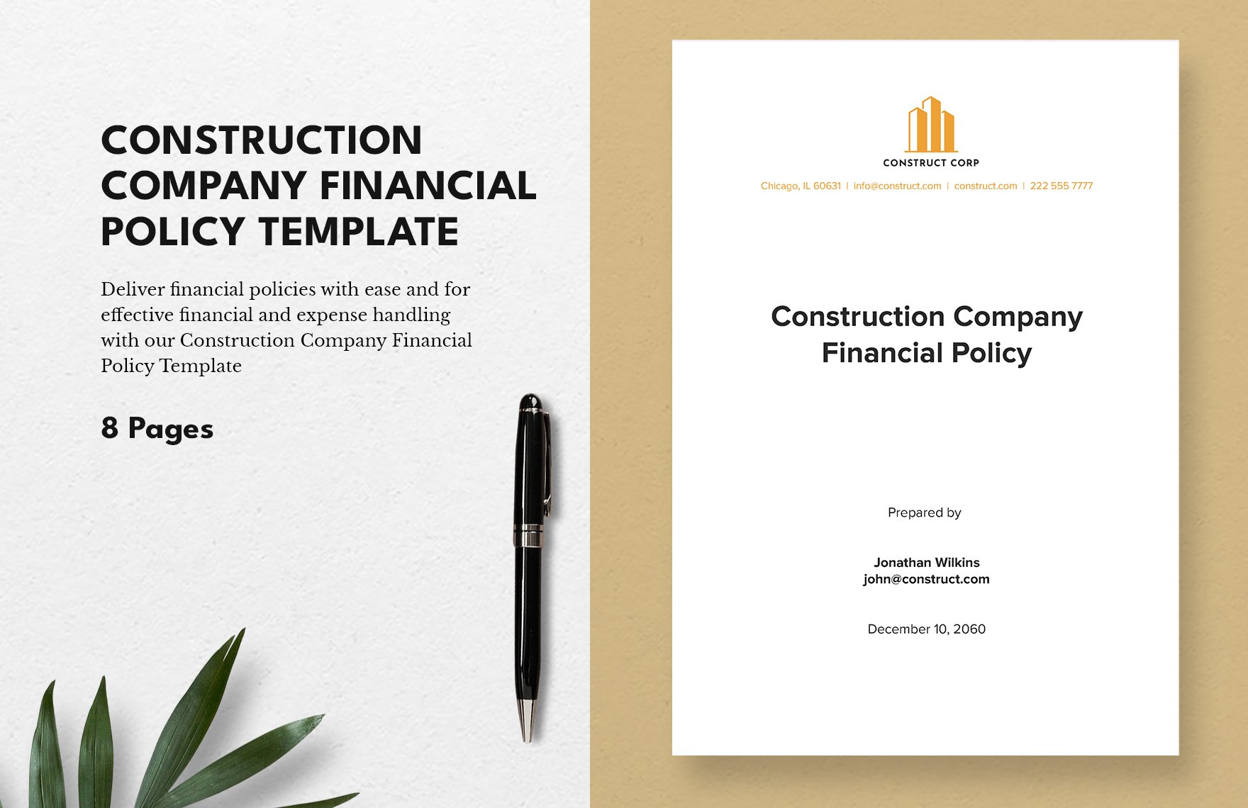 Construction Company Financial Policy Template