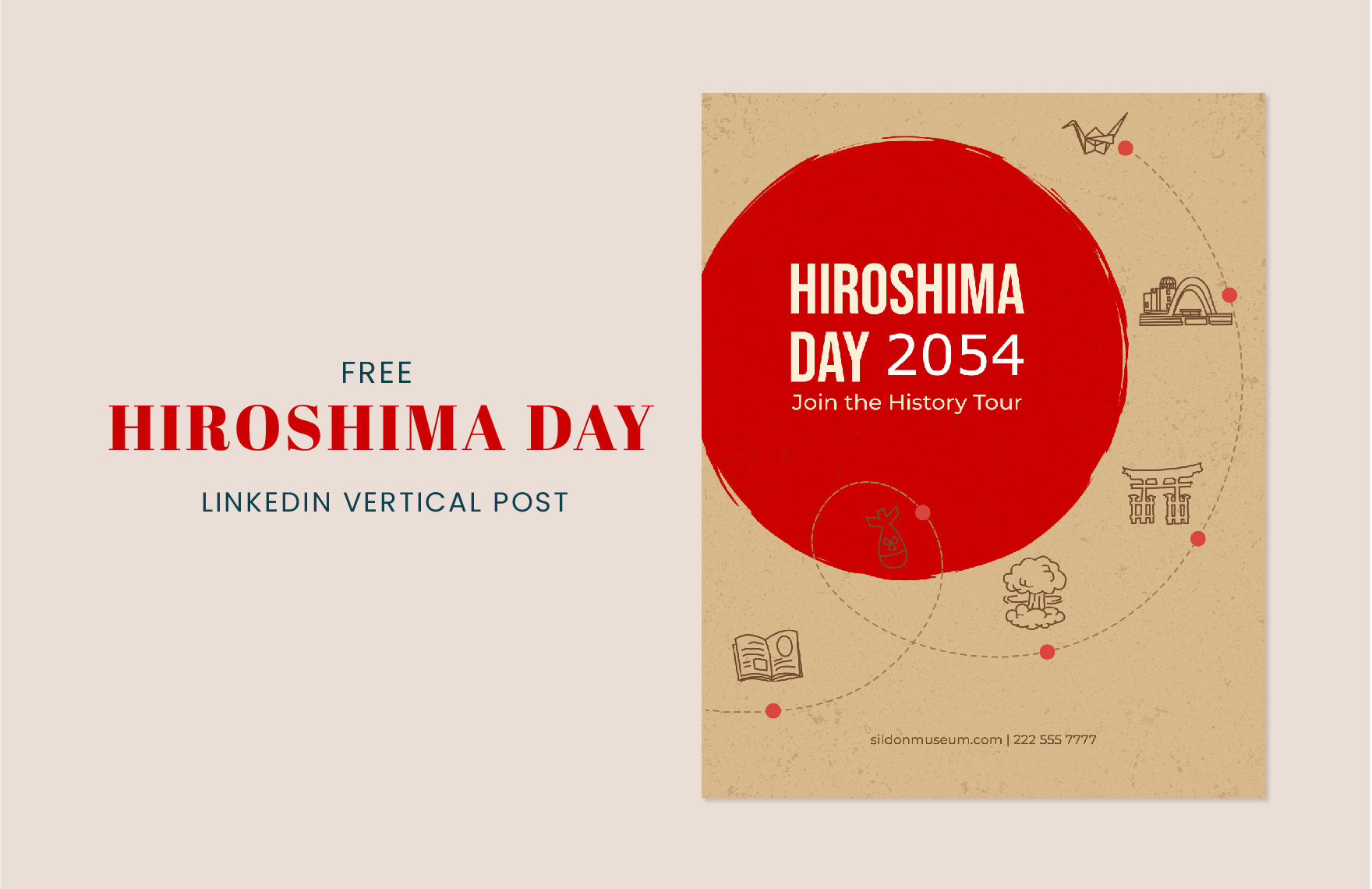 Free Hiroshima Day Linkedin Vertical Post