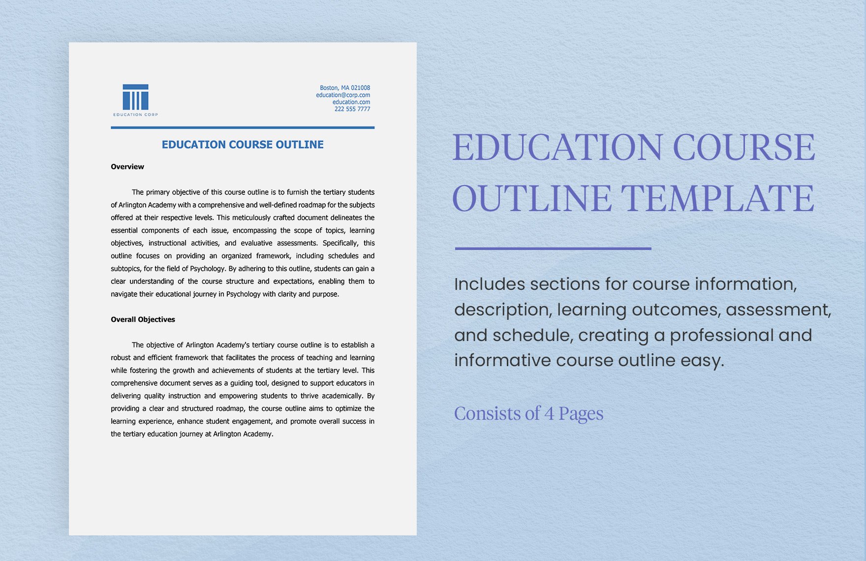 Education Course Outline Template in Word, Google Docs
