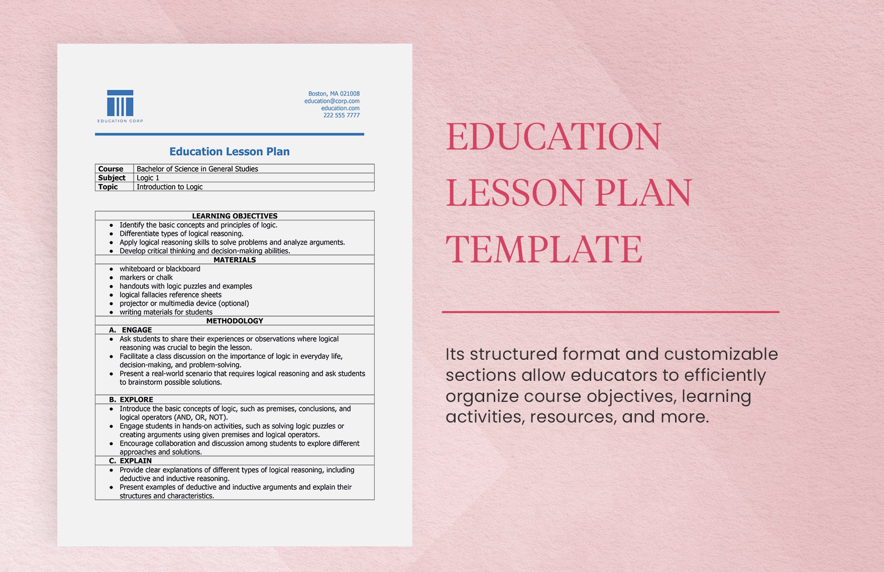 Education Lesson Plan Template