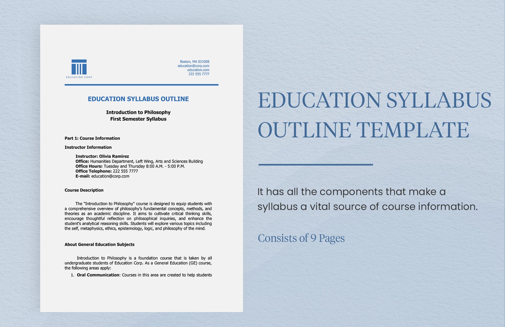 Education Syllabus Outline Template