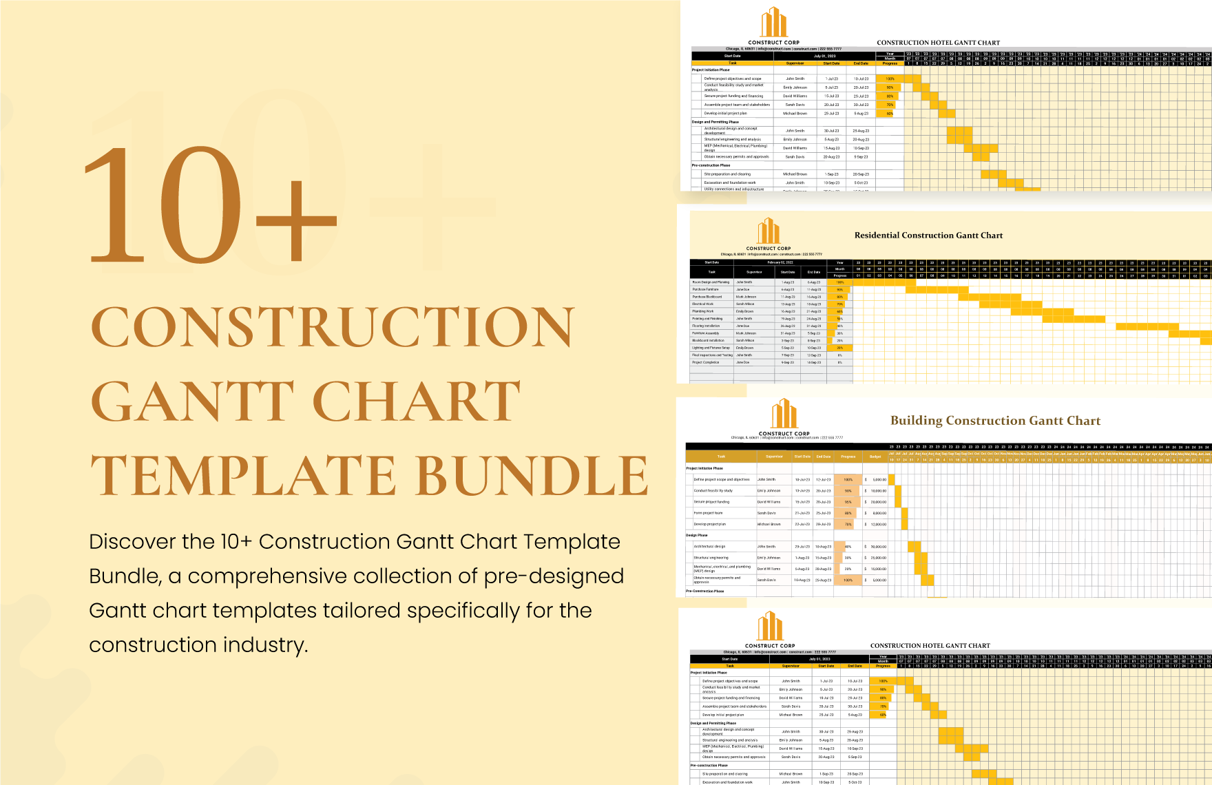 10+ Construction Gantt Chart Template Bundle