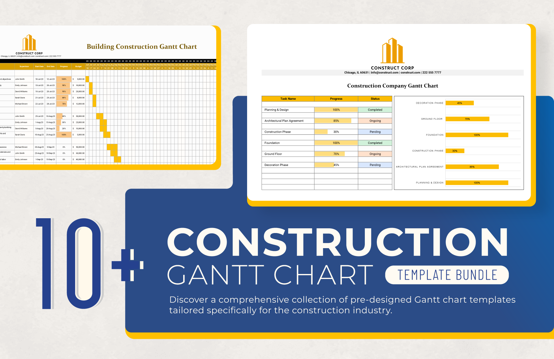 10+ Construction Gantt Chart Template Bundle in Excel