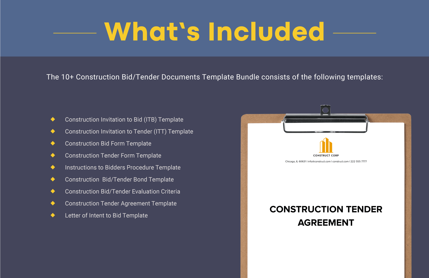  Construction BidTender Documents Template Bundle