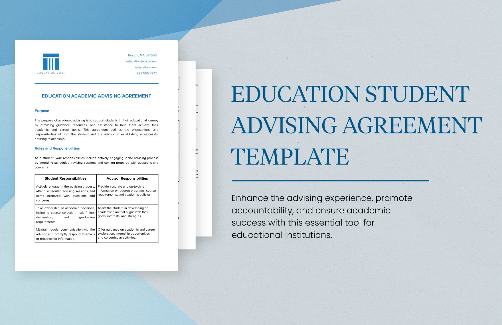  Education Academic Advising Agreement Template