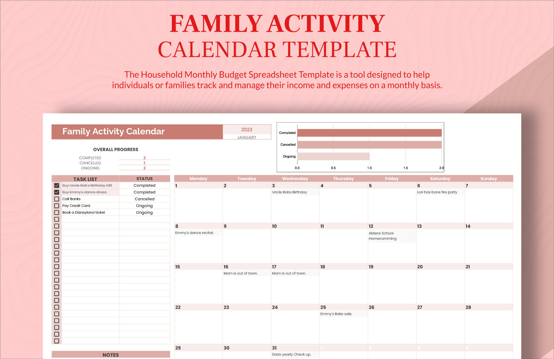 Family  Activity  Calendar Template 