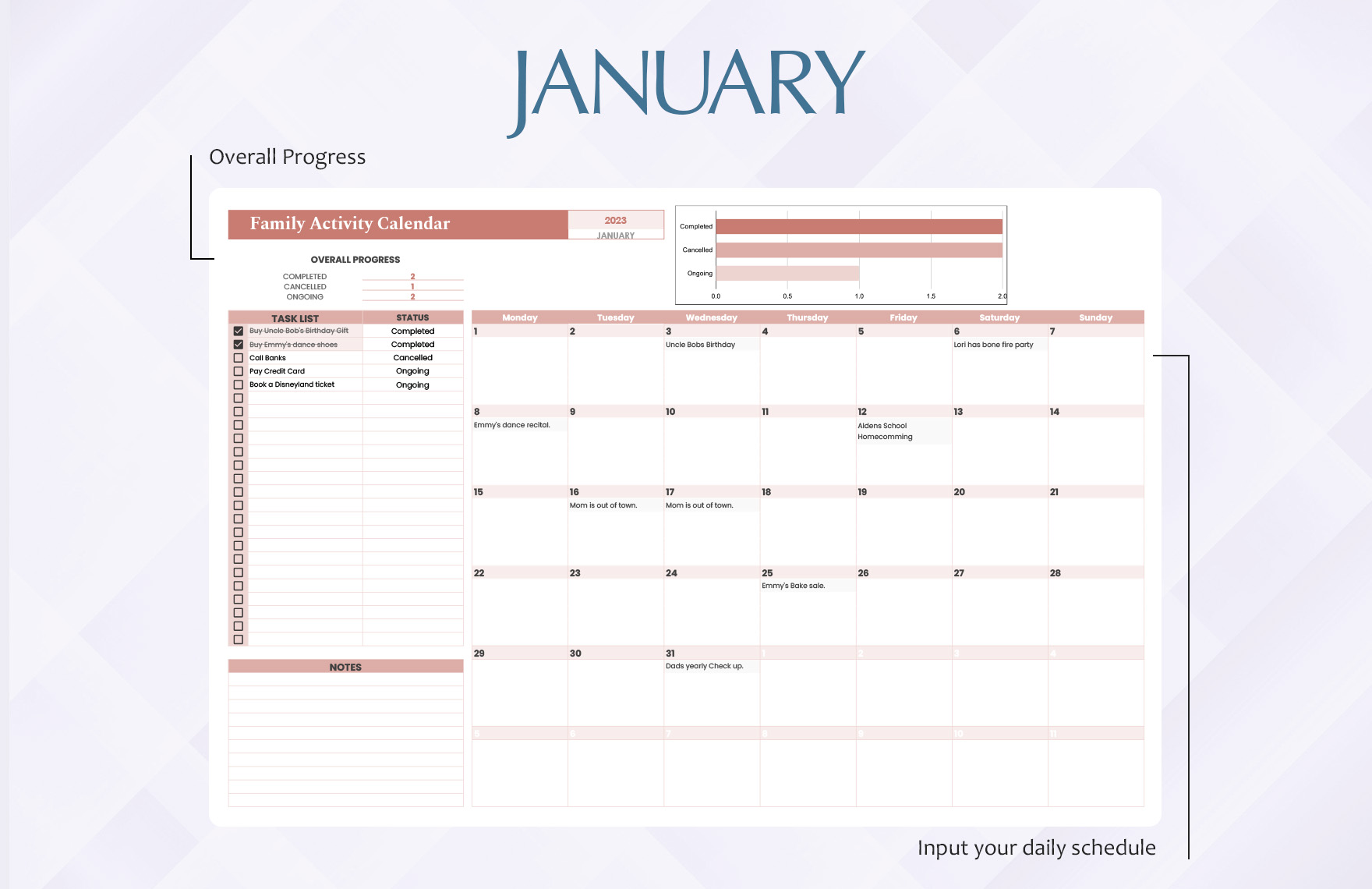 Family  Activity  Calendar Template