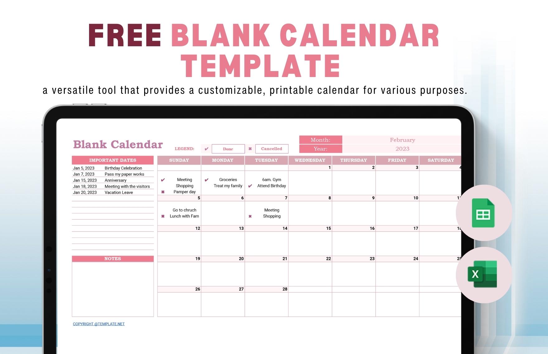 Page 4 Editable Printable Calendar Templates In Google Sheets To Download