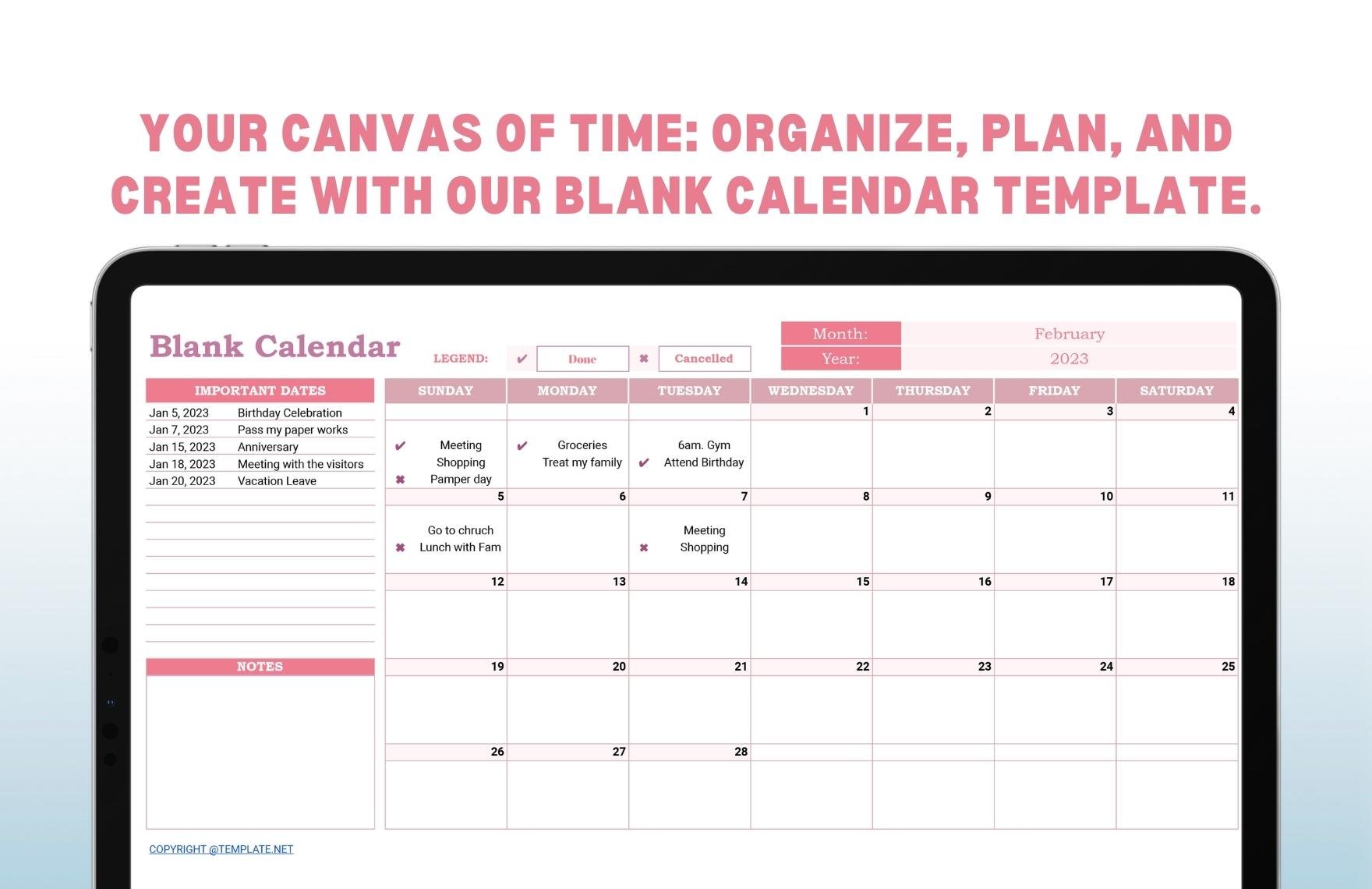 Blank Calendar Template
