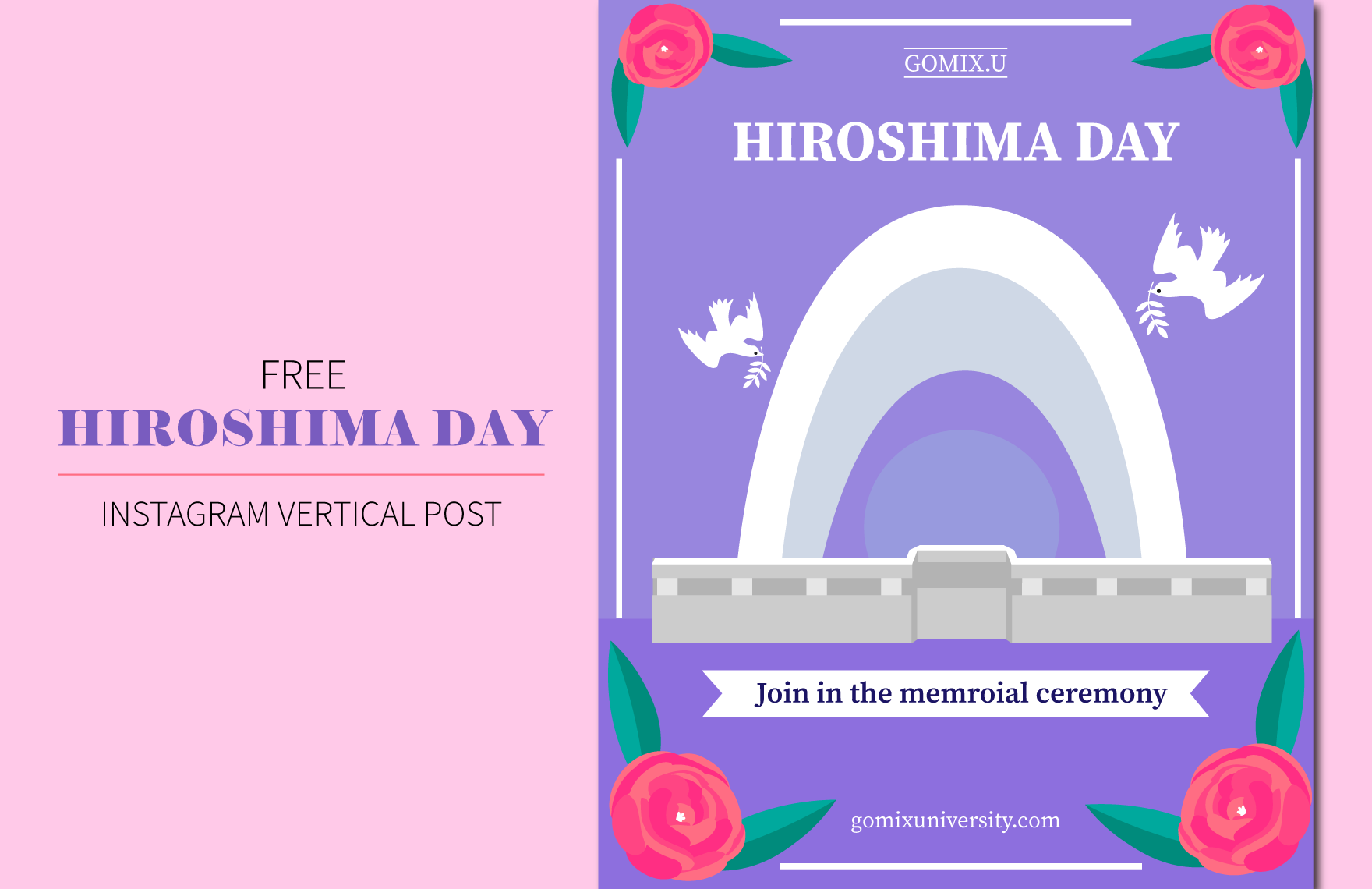 Free Hiroshima Day  Instagram Vertical Post in Illustrator, PSD, EPS, SVG, JPG, PNG