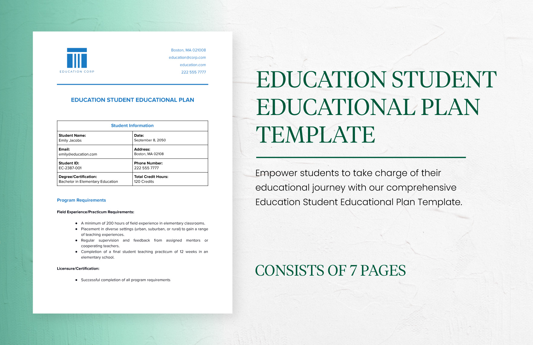 Education Student Educational Plan Template Download In Word Google 