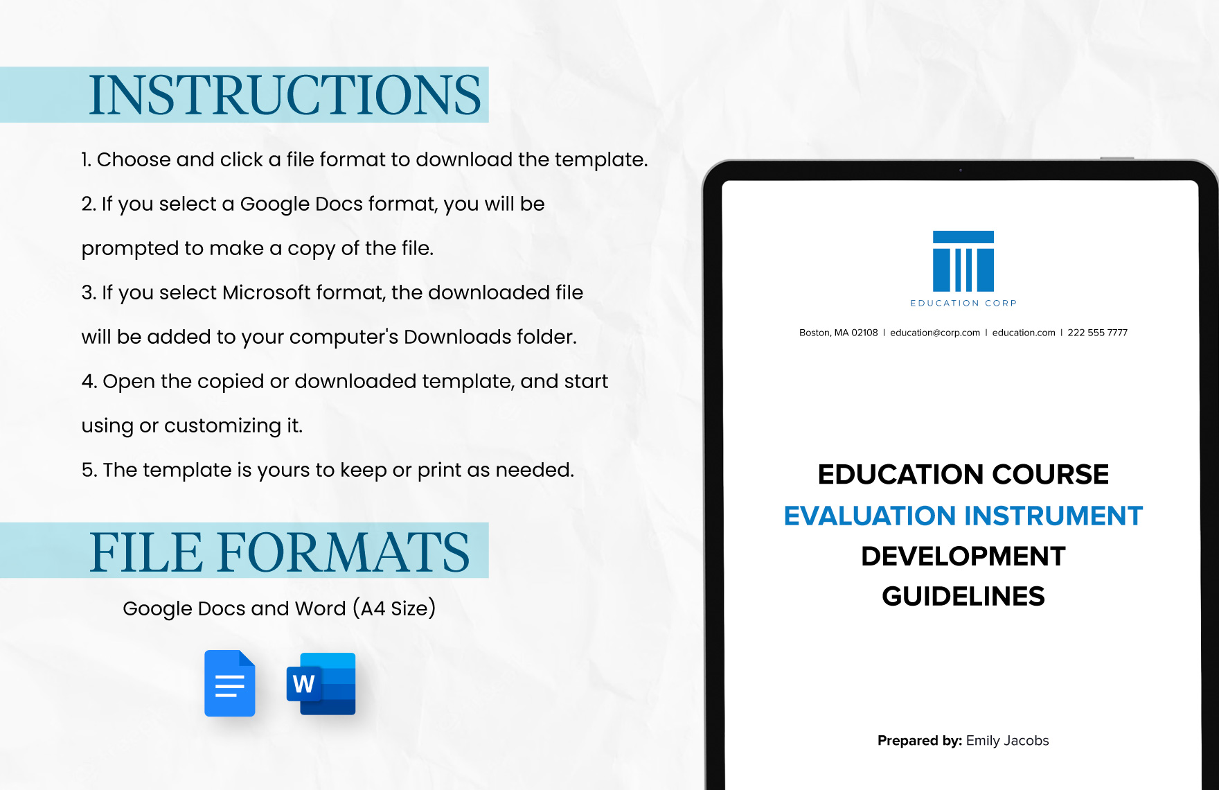 Education Course Evaluation Instrument Development Guidelines Template