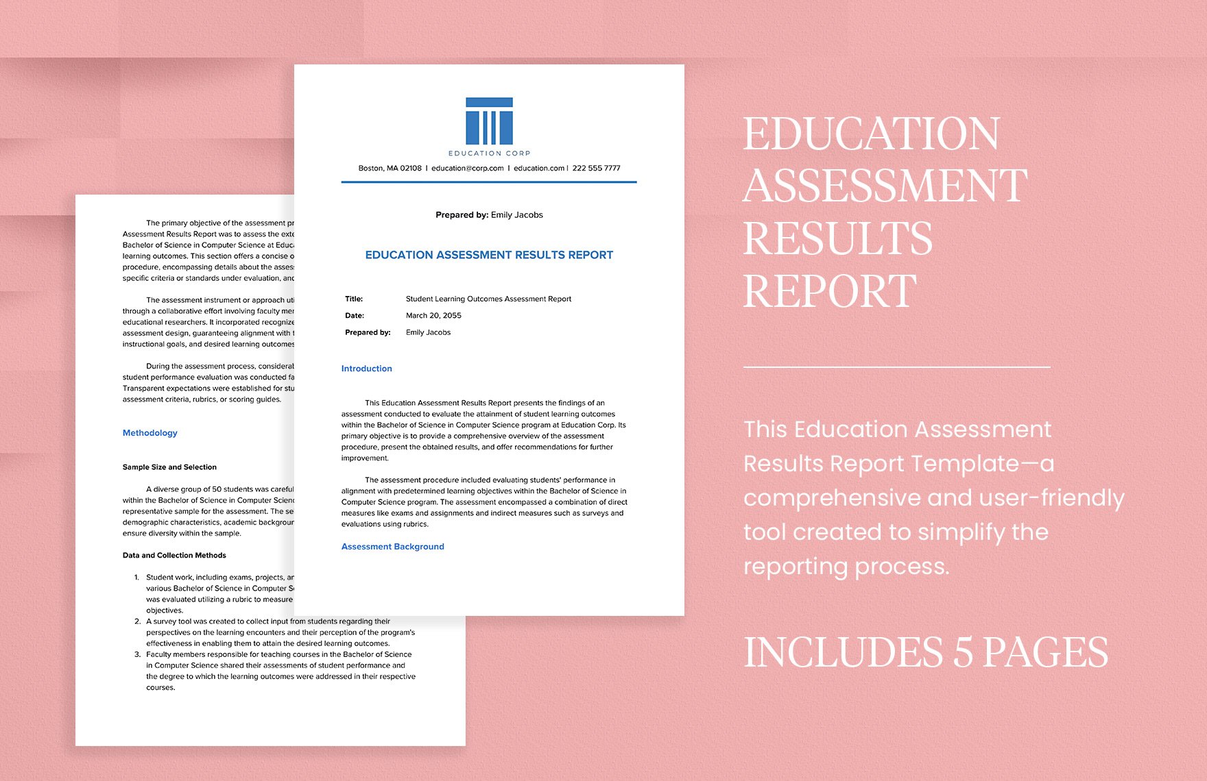 Education Assessment Results Report  in Word, Google Docs