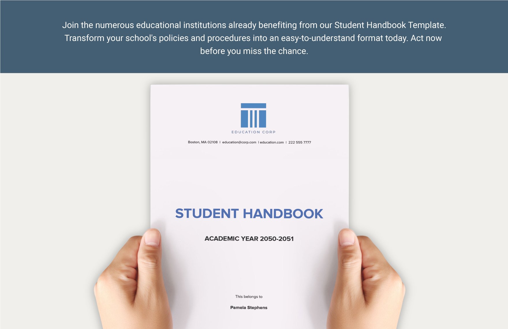 Education Student Handbook Template in Word Google Docs PDF