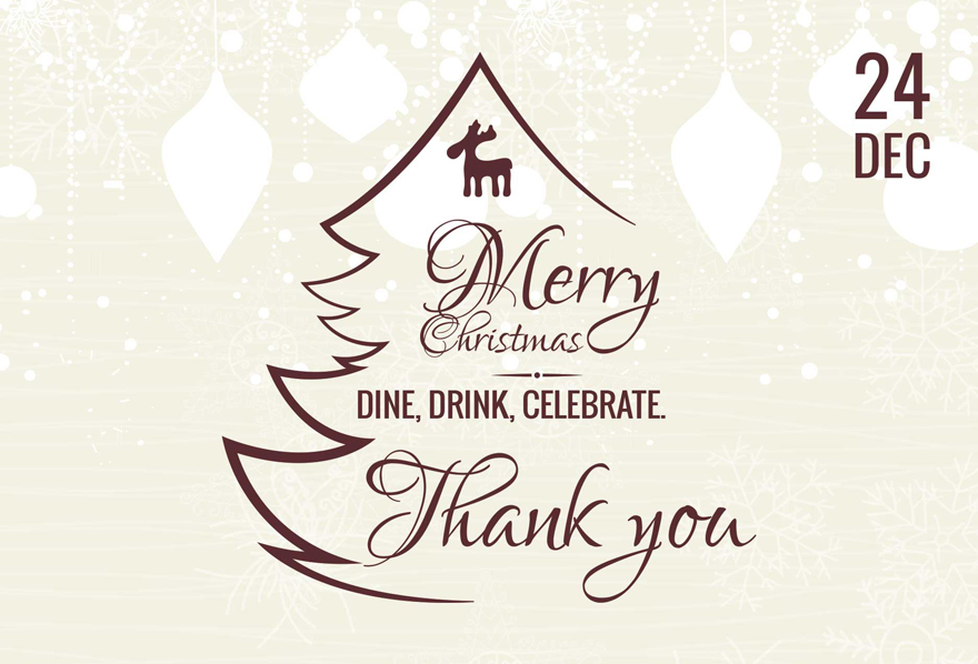 Restaurant Christmas Thank You Card Template