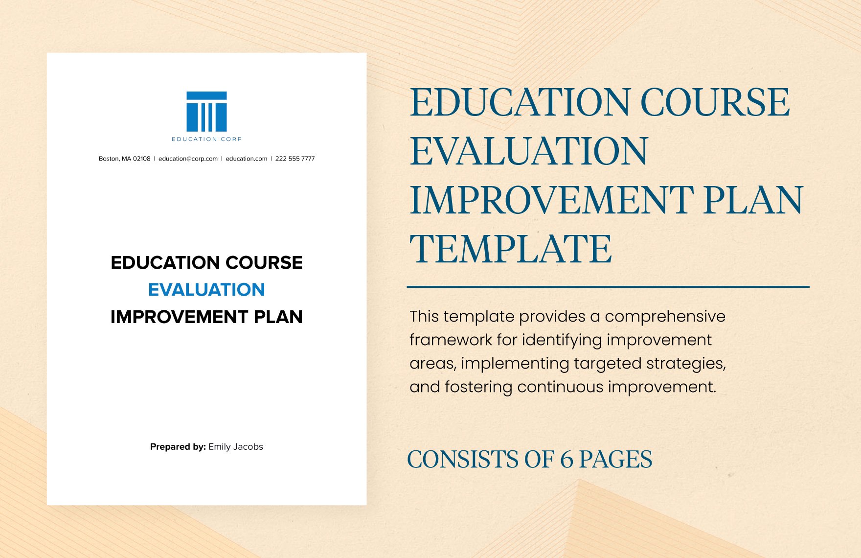 Education Course Evaluation Improvement Plan Template