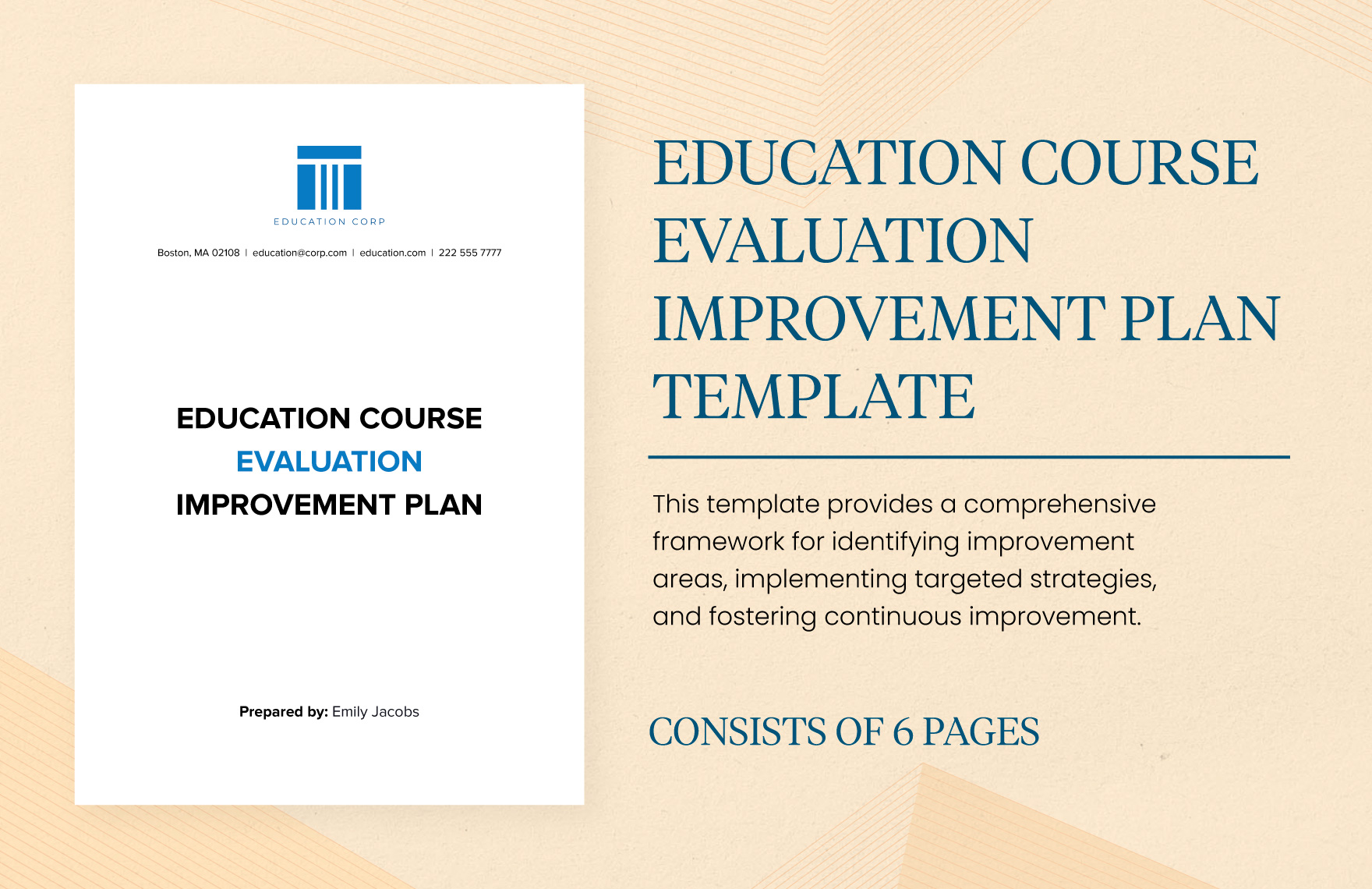 Education Course Evaluation Improvement Plan Template in Word, Google Docs