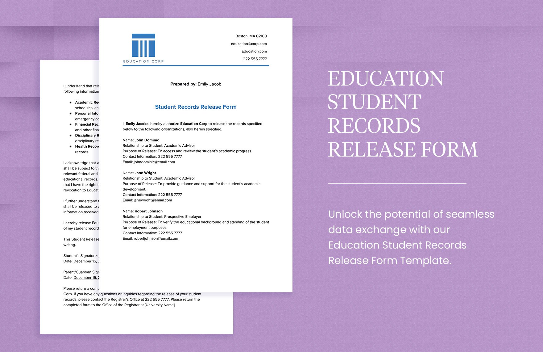 Education Student Records Release Form