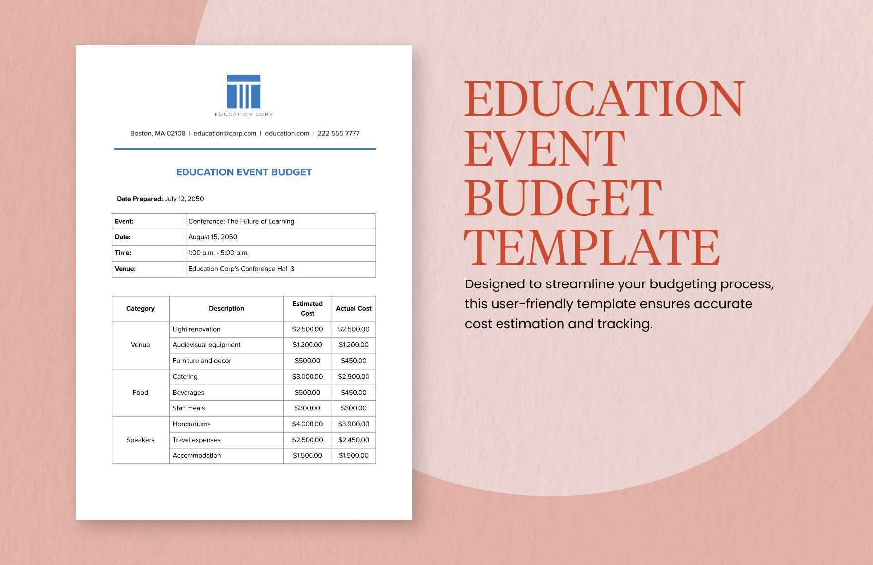 Education Event Budget Template