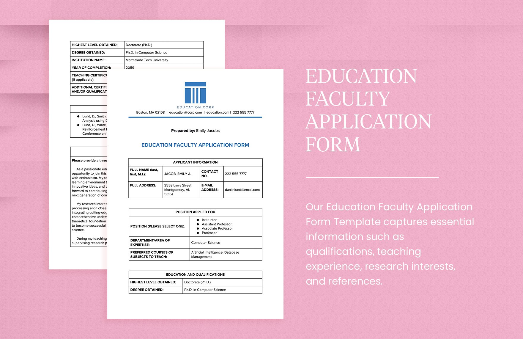 Education Faculty Application Form