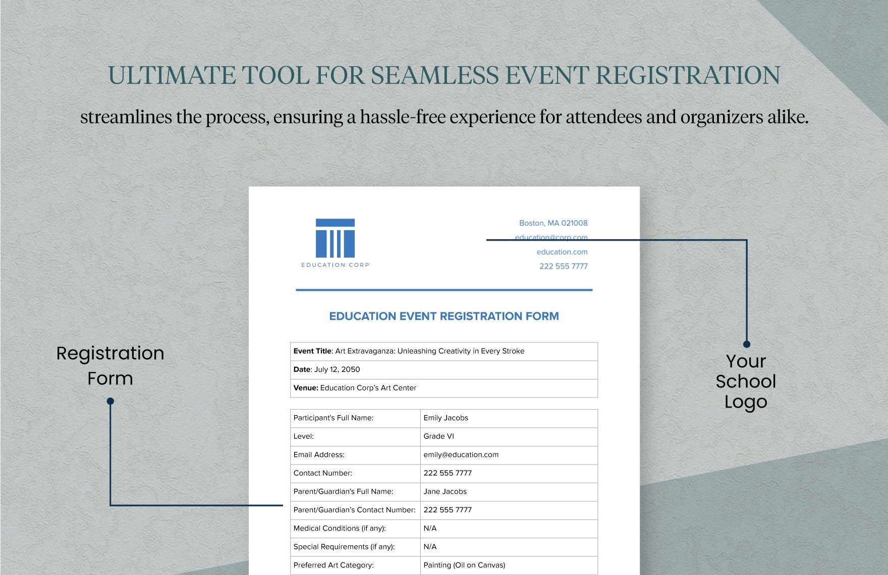 Education Event Registration Form Template