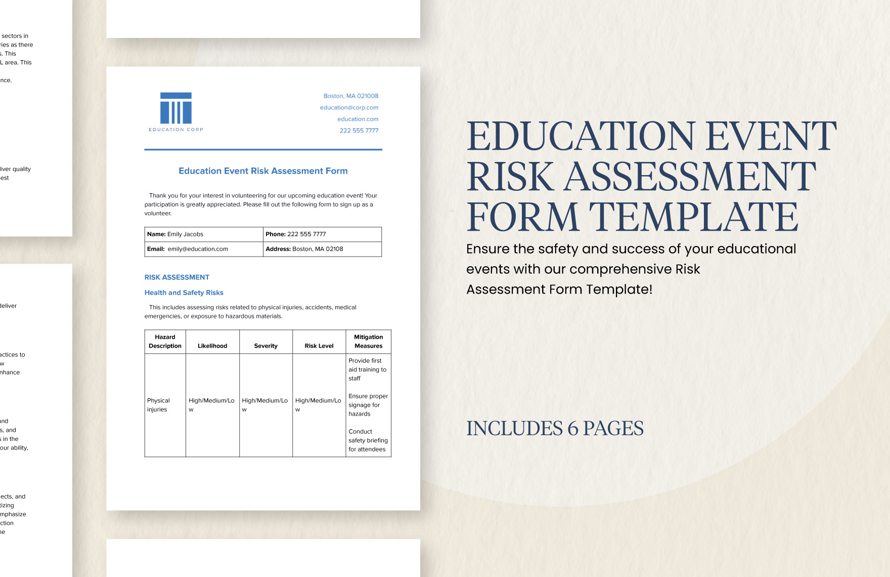 Risk Assessment Form Template Template Risk Assessment Form Template Template