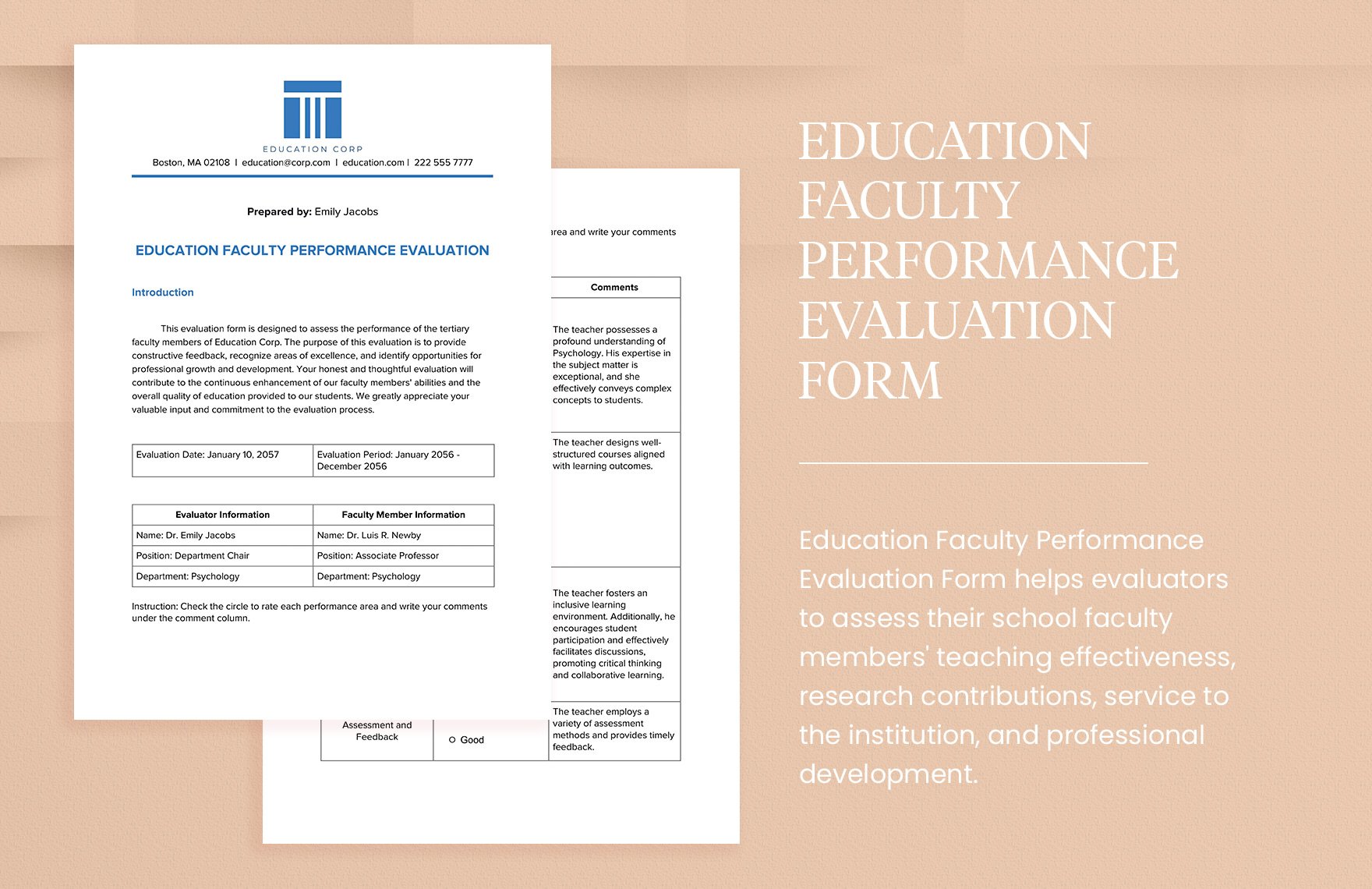 Education Faculty Performance Evaluation Form