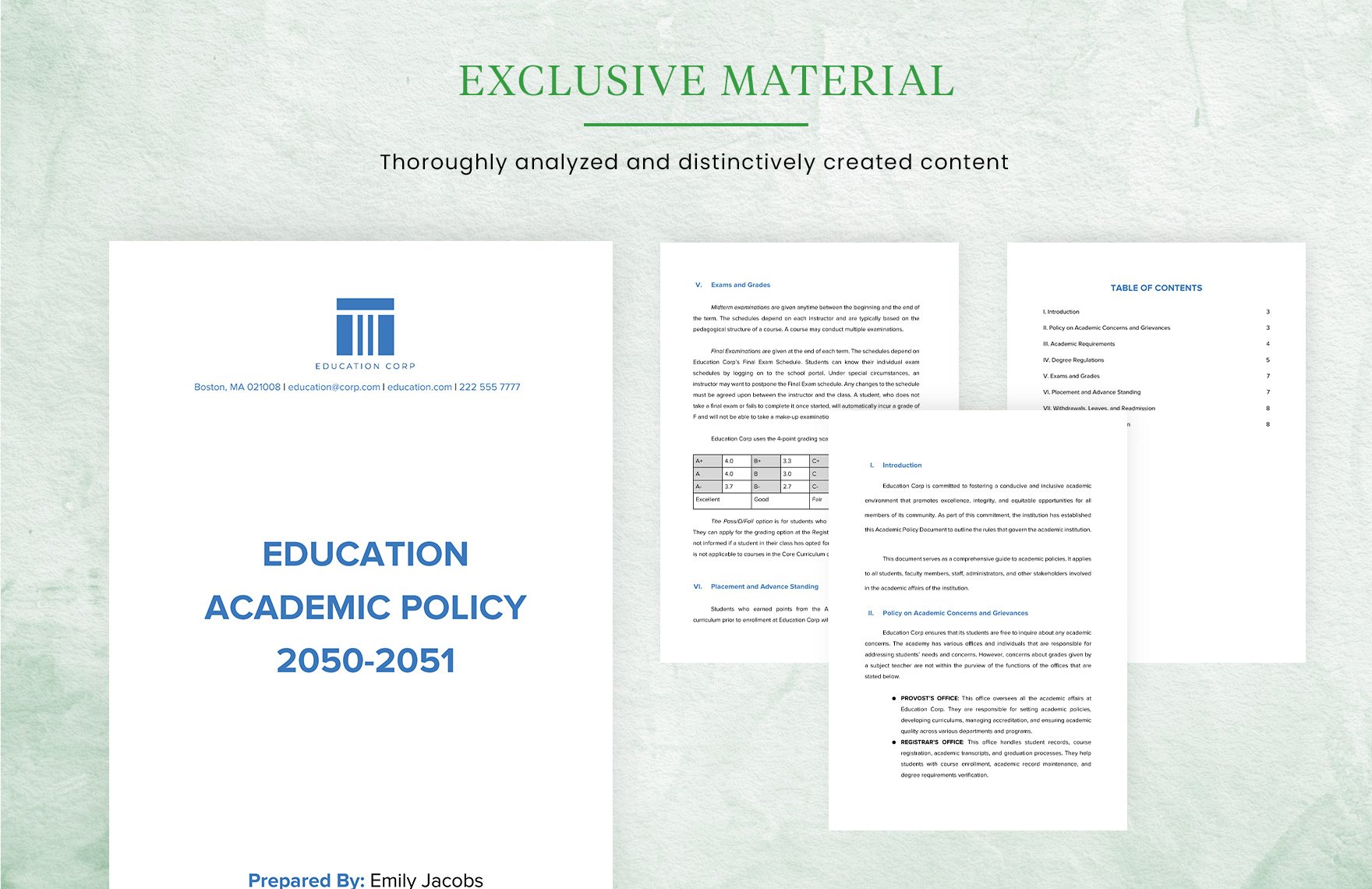 Education Academic Policy Template