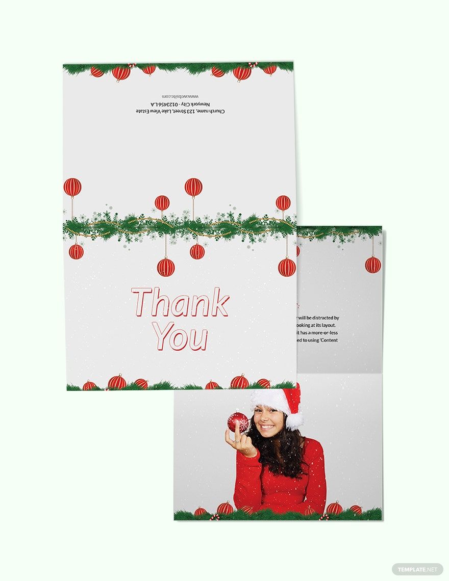 Minimal Christmas Thank You Card Template in Pages, Word, PSD, Publisher - Download | Template.net