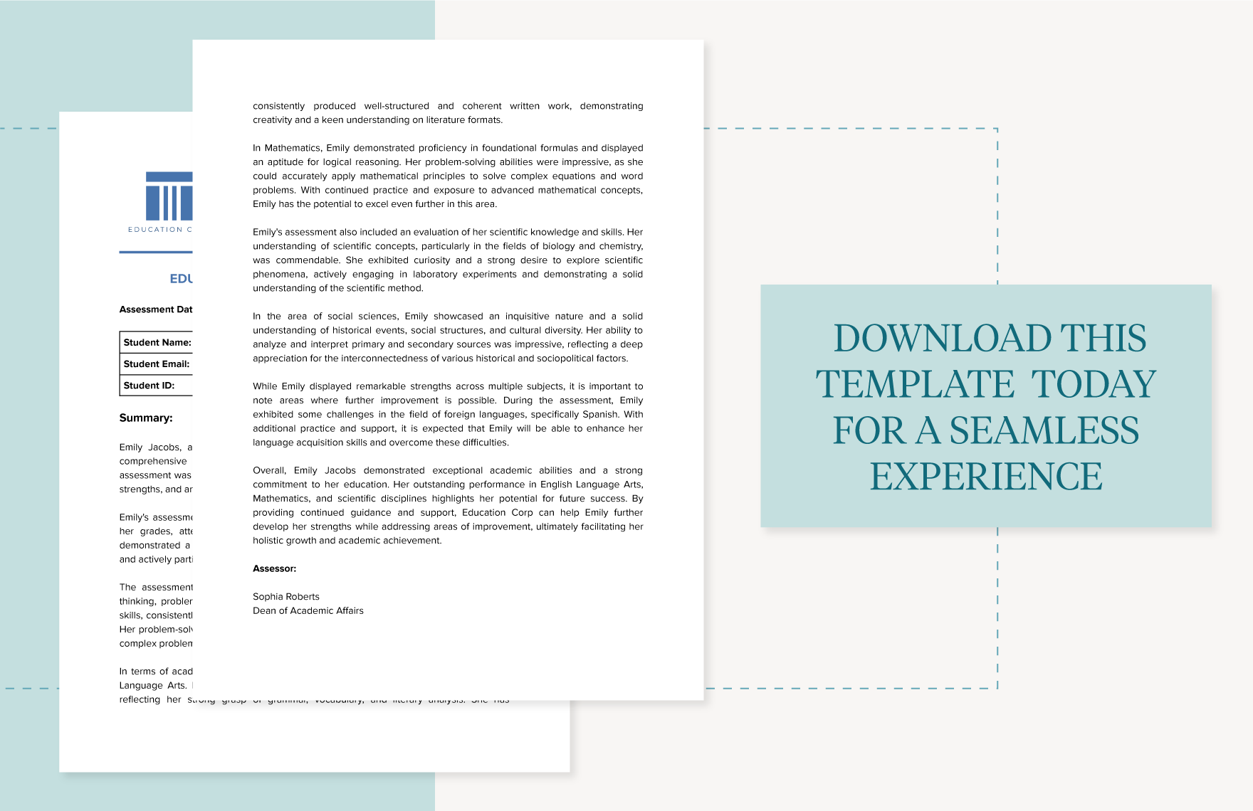 Education Assessment Report Summary Template